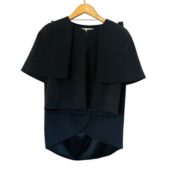 Belle Badgley Mischka Cape Crop Jacket Tulip Skirt Suit Set Size 2 4 Gray - Picture 6 of 9